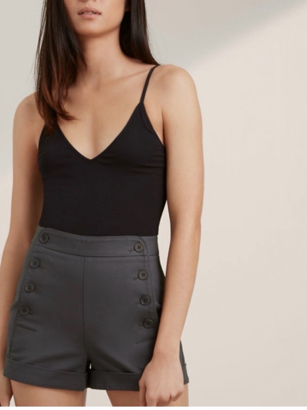 Women's Black talula sailors shorts- 6 button/ high rise